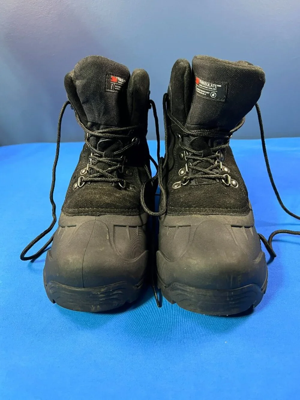 Falls Creek Blizzard Black Suede Thinsulate LaceUp Snow Winter Boots mens Sz 10